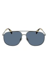 Lanvin 60mm Aviator Sunglasses In Dark Ruthenium/ Blue