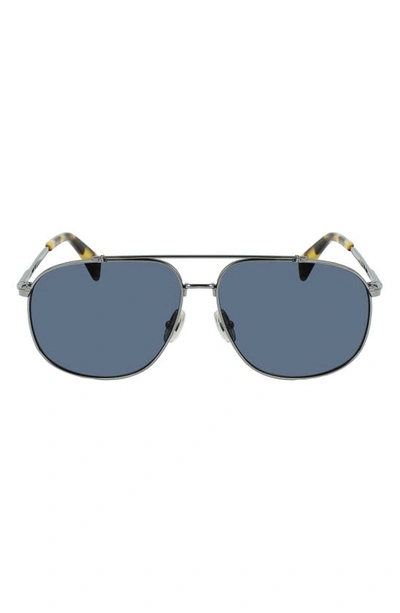 Lanvin 60mm Aviator Sunglasses In Dark Ruthenium/ Blue