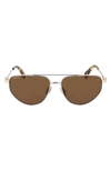 Lanvin Mother & Child 58mm Aviator Sunglasses In Silver/ Gold/ Brown