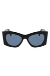 Lanvin Mother & Child Logo Acetate Butterfly Sunglasses In Black