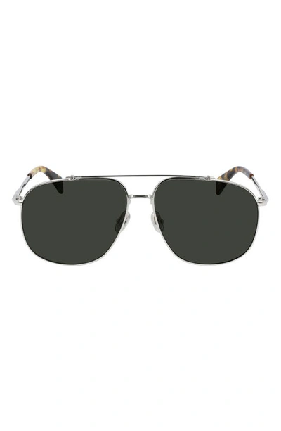 Lanvin 60mm Aviator Sunglasses In Silver/ Green