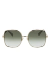 Lanvin Arpege 60mm Square Sunglasses In Gold/ Gradient Green