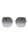 Lanvin Oversized Square Metal Sunglasses In Gold/ Gradient Grey