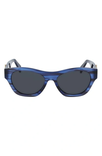 Lanvin Mother & Child Logo Rectangle Acetate Sunglasses In Striped Blue