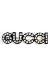 Gucci Crystal & Stud Barrette In Black