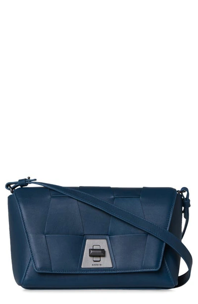 Akris Small Anouk Braided Trapezoid Leather Crossbody Bag In Pacific Blue