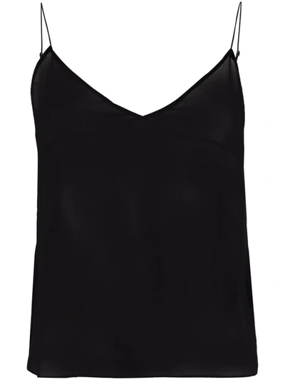 Saint Laurent Sheer-panel Vest Top In Schwarz