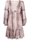 Michael Michael Kors Snakeskin-print Mini Dress In Nude