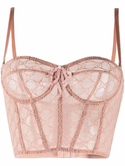 Gucci Gg Tulle Bralette In Pink