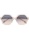 Chloé Esther Oversized-frame Sunglasses In Nude