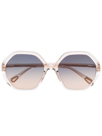 Chloé Esther Oversized-frame Sunglasses In Nude
