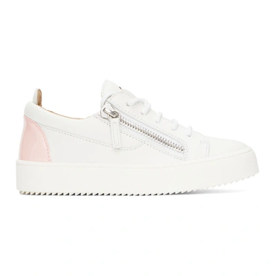 Giuseppe Zanotti White & Pink Gail Sneakers