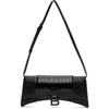 BALENCIAGA BLACK CROC STRETCHED HOURGLASS SHOULDER BAG