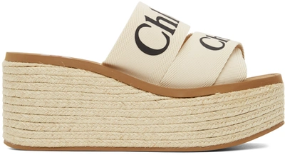 Chloé Woody Canvas Espadrille Mules In Soft White