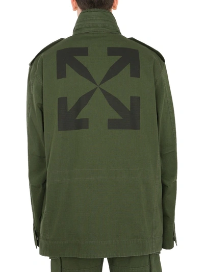 Off-white Military Jacket With Logo Print In Green