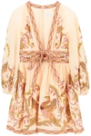 ZIMMERMANN BIRD FLORAL PRINT MINI DRESS WITH BOW,1424DCAS CRFL