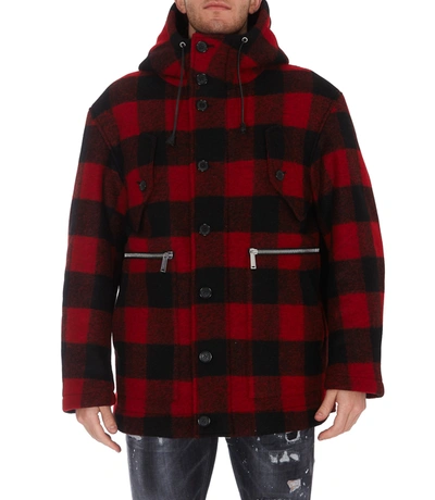 Dsquared2 Checked Single-breasted Coat In Black
