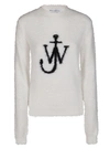 Jw Anderson Women Maglia Con Intarsio Logo In White