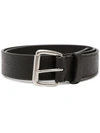 Polo Ralph Lauren Saddle Logo Patch Leather Adjustable Belt In Schwarz