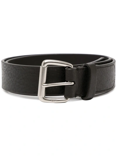 Polo Ralph Lauren Saddle Logo Patch Leather Adjustable Belt In Black