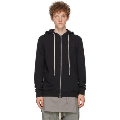Rick Owens Champion Jason's Logo-embroidered Loopback Cotton-jersey Zip-up Hoodie In Black