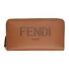 FENDI BROWN LOGO CONTINENTAL WALLET