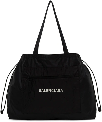 Balenciaga Black Expandable Tote In 1090 Black/