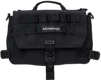 Balenciaga Army Embroidered-logo Messenger Bag In 1000 Black