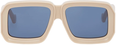 Loewe Beige Paula's Ibiza Big Square Sunglasses In 57v Beige