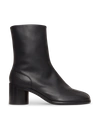 Maison Margiela 30mm Tabi Leather Ankle Boots In Black