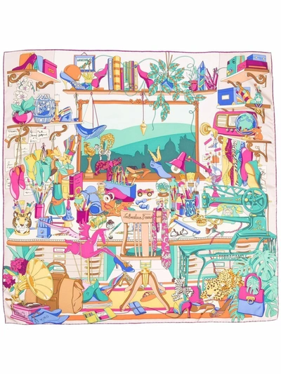 Ferragamo Salvatore  Graphic Printed Scarf In Multi