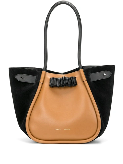 Proenza Schouler Large Felted Ruched Tote Bag In Tan Grey