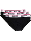 Moschino Logo-waistband Three-pack Briefs In Black