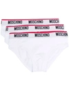 Moschino Logo-waistband Three-pack Briefs In White