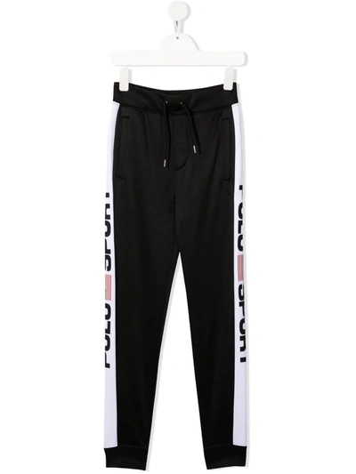 Ralph Lauren Kids' Logo-print Drawstring Track Pants In Black