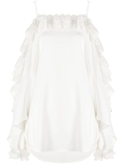 Ermanno Scervino White Ruffled-lace Off-shoulder Blouse