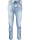 ERMANNO SCERVINO LIGHT BLUE DENIM MID-RISE CROPPED JEANS,AC6CB1FA-EEF1-BDB9-CE02-BABEFBE5A926