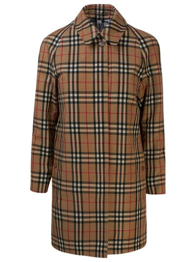Burberry Vintage Check Car Coat In Brown