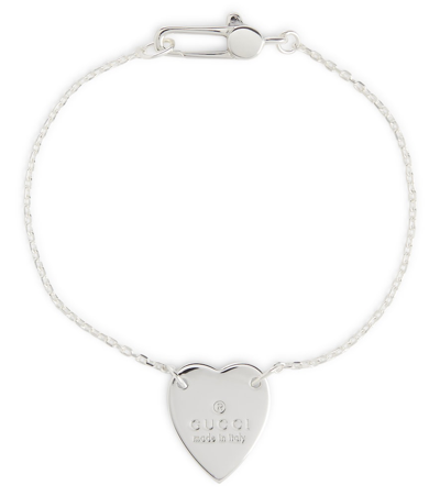 Gucci Sterling Silver Heart Bracelet With Trademark