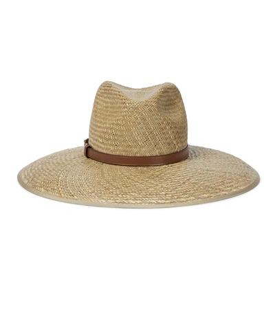 Gucci Horsebit Leather-trimmed Straw Hat In Neutrals