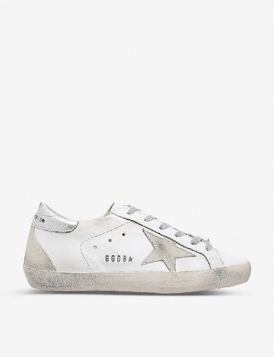 Golden Goose Superstar Distressed Metallic Leather And Suede Sneakers In White