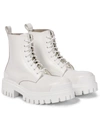 Balenciaga 60mm Strike Leather Combat Boots In White