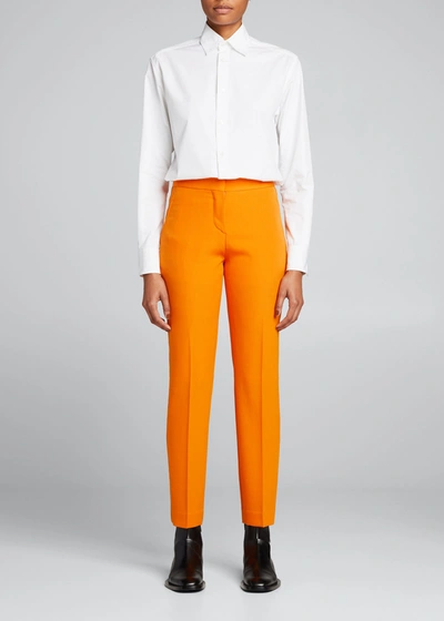 Burberry Silk Side Stripe Wool Tailored Trousers In Deep Orange