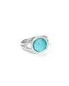 Ippolita Mini Ring In Sterling Silver With Diamonds In Turq/diamond