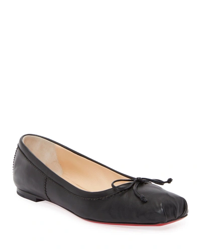 Christian Louboutin Mamadrague Napa Bow Ballerina Flats In Black