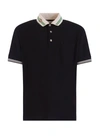 Gucci Interlocking G Stripe Pique Polo In Nero