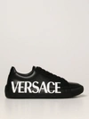 VERSACE SNEAKERS VERSACE GREEK LEATHER SNEAKERS WITH LOGO,DSU8404DV51G D4101