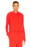 Nili Lotan Janie Distressed Cotton-jersey Hoodie In Sunfaded Red