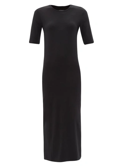 Another Tomorrow Crewneck Body-con Midi-dress In Black