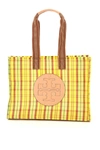 TORY BURCH TORY BURCH ELLA LOGO PATCHED CHECKED TOTE BAG